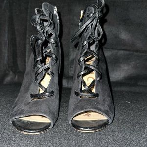 Sam Edelman suede and leather open toe ankle booties